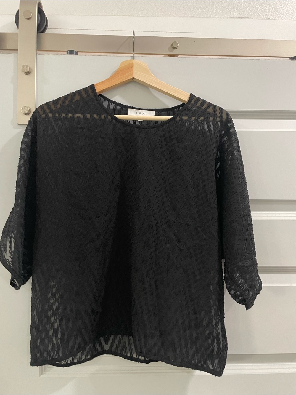 IRO Black Azade Sheer Dolman Top, MEDIUM/size 8